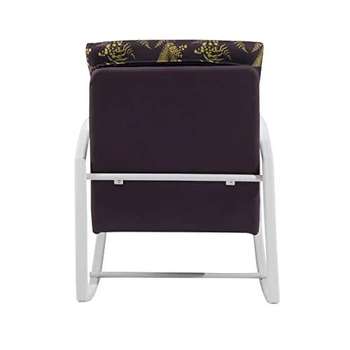 FurnitureR Rocking Modern Comfy Upholstered Accent Glider Rocker Chair Padded Seat For Nursery, Living Room, Bedroom, Brown - Image 4