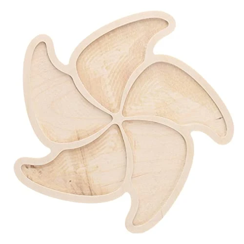 Welled Wood Surface, Pinwheel Shaped, 10" X 9.68", For Wooden Trays, Crafts And Decorations, Welled Center For Resin Design Or Paint - For Decoupage, Engraving, Wood Burning