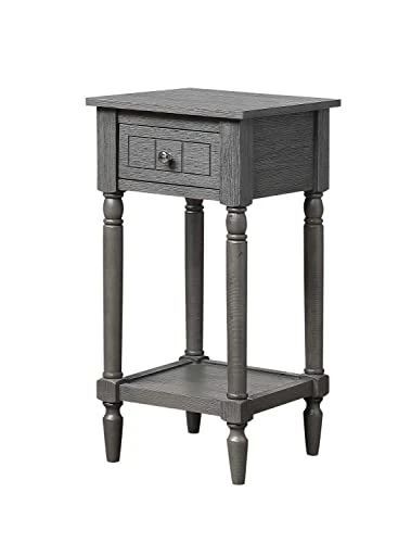 Convenience Concepts French Country Khloe 1 Drawer Accent Table With Shelf, Wirebrush Dark Gray