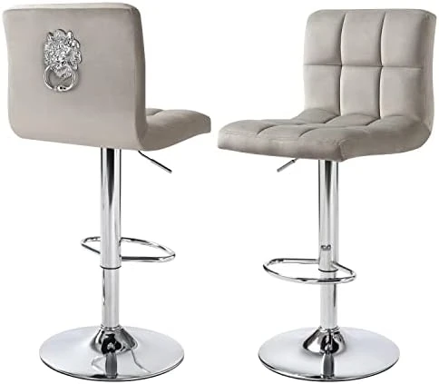 Finnhomy Bar Stools Set Of 2 Counter Height, Swivel Barstools With Footrest And L Shape Thicken Cushion Back Handle, Height Adjustable Modern Bar Stools For Kitchen, Velvet Fabric, Dark Grey - Image 8