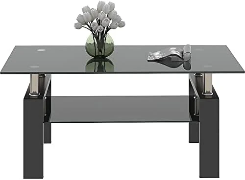 ODUSE-DAILY Glass Top Console Table For Entryway, Skinny Sofa Table, Narrow Entry Table With Black Legs, Glass Entryway Table - Image 13