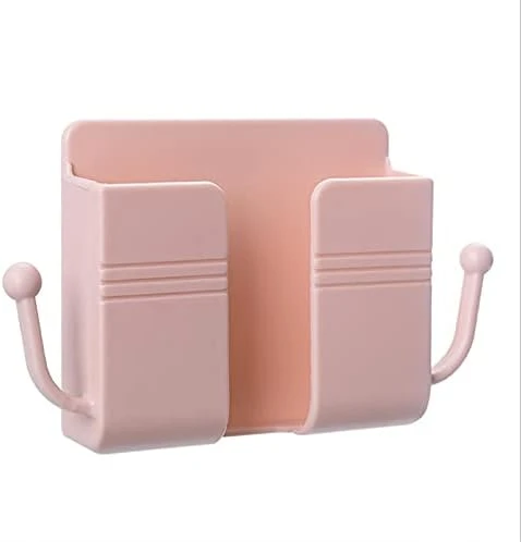 Sakalaexp Wall-Mounted Storage Box Remote Control Mobile Phone Plug Charging Wall Holder Self-Adhesive Punch Free Organizer Rack Cellphone Wall Mount Bed Side Shelf For Home Office - Image 10