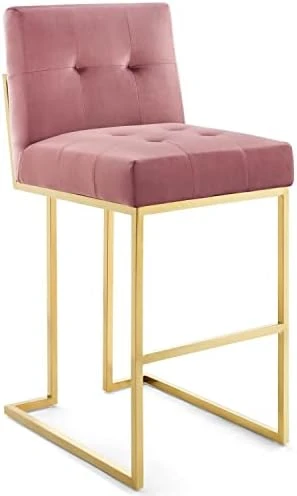 Modway Privy Gold Stainless Steel Performance Velvet Counter Stool, Navy - Image 14