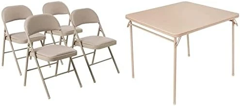 Cosco Vinyl Folding Chair, 4 Pack, Antique Linen - Image 4