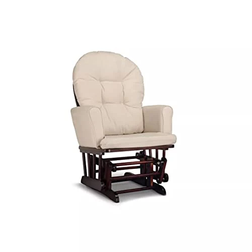 Graco Parker Semi-Upholstered Glider And Nursing Ottoman, Espresso/Beige Cleanable Upholstered Comfort Rocking Nursery Chair With Ottoman - Image 2