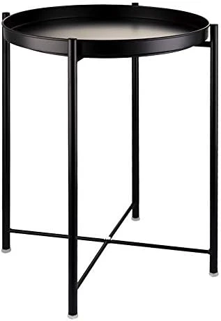 EKNITEY End Table,Folding Metal Side Table Waterproof Small Coffee Table Sofa Side Table With Removable Tray For Living Room Bedroom Balcony And Office - Image 10
