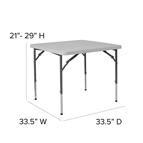 EMMA + OLIVER 2.79-Foot Square Height Adjustable Granite White Plastic Folding Table - Image 3