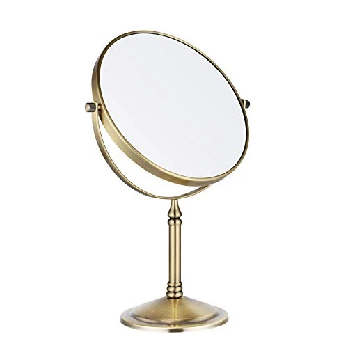 Nicesail Tabletop Makeup Mirror, Double-Side 1X-10X, 360 Swivel Cosmetic Mirror For Table Desk, No Light Antique Bronze (8 Inch, 10X)