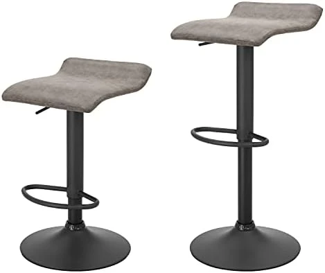 Finnhomy Set Of 2 Adjustable Bar Stools, Swivel Barstools For Kitchen Counter Height Chair, Retro Grey - Image 7