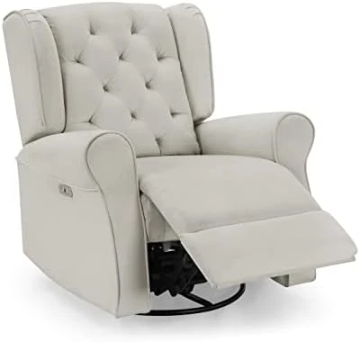 Delta Children Emmie Electronic Power Recliner And Swivel Glider With USB Port In LiveSmart Performance Fabric - Water Repellent & Stain Resistant, Linen Velvet - Image 8