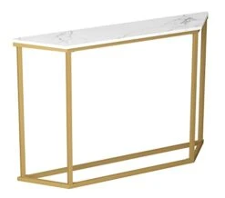 Safdie Console Sofa Table, L44xW9xH30 Inches, Marble Gold