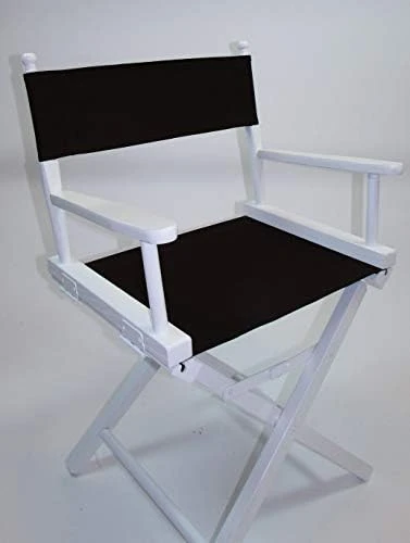 Gold Medal Contemporary 18" Table Height White Frame Directors Chair With Sunbrella Cover Set - Marine Blue - Image 3