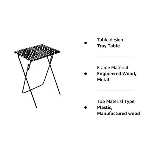 Atlantic Park Place Portable Folding TV Trays, Sturdy MDF/Laminated Top, 2-pc Set, PN 38435927 - Black And White - Image 2