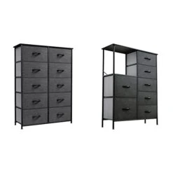 YITAHOME 10 Drawer Dresser - Fabric Storage Tower, Organizer Unit & Nursery - Sturdy Steel Frame & 7-Drawer Fabric Dresser, Furniture Storage Tower Cabinet, Organize, Wooden Top, Charcoal
