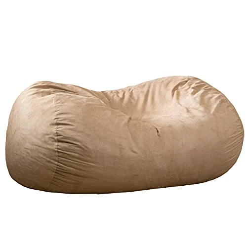 Great Deal Furniture Flora Traditional 6.5 Foot Suede Bean Bag (Cover Only), Tuscany