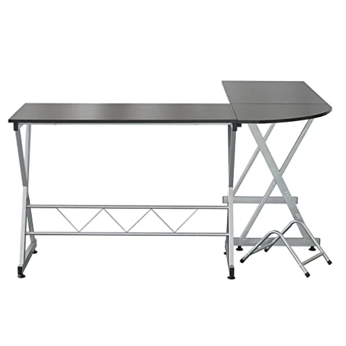 WYKDD L-Shaped Wooden Computer Desk Black