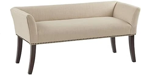 Madison Park Welburn Upholstered Tufted Entryway Accent Bench With Back, Nailhead Trim, And Padded Seat Mid-Century Modern Fabric Ottoman For Bedroom Furniture, 49.5" W X 19.25" D X 23" H, Tan - Image 8