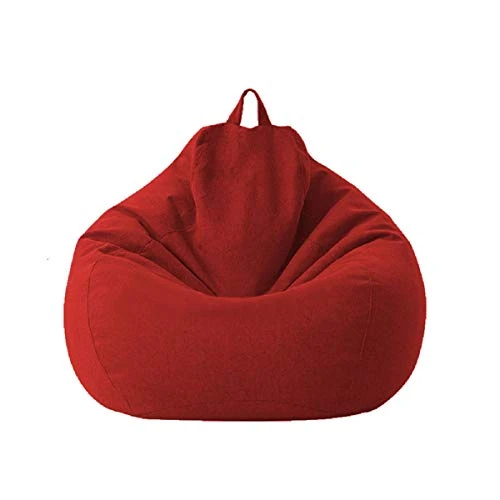 Classic Sofa Chairs Lazy Lounger Bean Bag Cover For Home Garden Lounge Living Room (Red, 100 * 120cm)