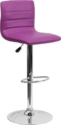 Flash Furniture Modern Burgundy Vinyl Adjustable Bar Stool With Back, Counter Height Swivel Stool With Chrome-Pedestal Base - Image 7