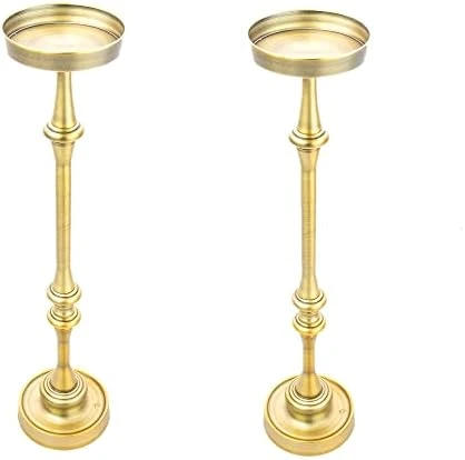 NewRidge Home Goods Dapper Glam 6in. Round Martini, Set Of 2, For Small Spaces And Living Room End, Side, Drink Table, 5.74" Lx5.74 Dx25.99 H, Brass - Image 4