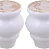 Mysummer 4PCS 3.54" Tall Solid Wood Furniture Legs White Bun Feet For Cabinet Sofa Ottoman TV Stand Loveseat Dresser