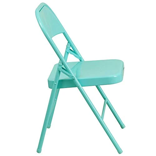 Flash Furniture 4 Pack HERCULES COLORBURST Series Tantalizing Teal Triple Braced & Double Hinged Metal Folding Chair - Image 6
