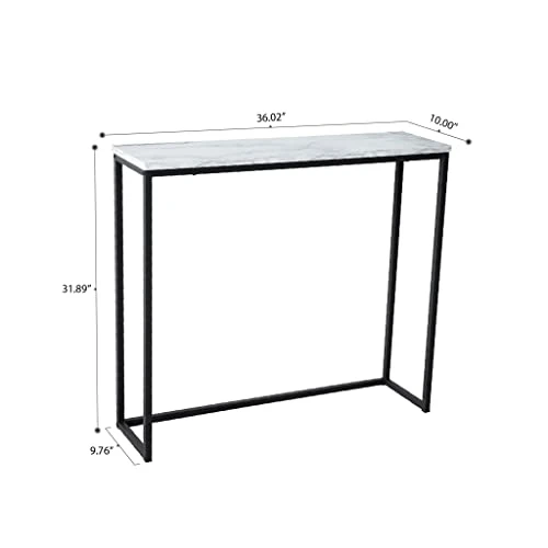 Tilly Lin 36" Faux Marble Top Console Table With Black Metal Frame, Rectangular Shape Sofa Table For Entryway, Bar Table For Dining Room, Couch Table, Display Table For Living Room, Hallway, Foyer - Image 2