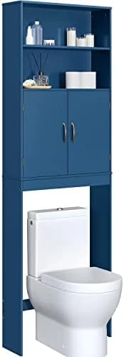 Yaheetech Over The Toilet Storage, Taller Bathroom Organizer Space-Saving Storage Cabinet With Adjustable Shelves And Double Doors, 77 In H, White - Image 9