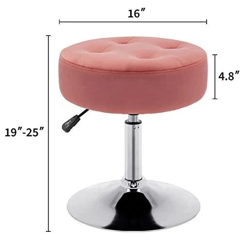 Fefances Pink Vanity Stools Modern Velvet Round Ottoman Makeup Stool Vanity Chair Bathroom Chairs For Vanity Swivel Seats With Height Adjustment Chair - Image 3