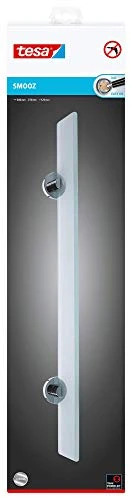 Tesa SMOOZ Glass Bathroom Shelf - No Drill Shelf Made Of Satined Glass And Chrome-Plated Metal - Stainless - Waterproof - Includes Removable Adhesive Solution, 121 Mm X 600 Mm X 50 Mm - Image 3