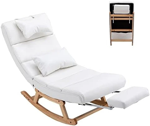 UFINEGO Rocking Chair Nursery Glider Chair For Nursery Comfy Chair 51.37 INCH Comfortable Living Room Chair With Lumbar Support Footrest Glider Chair For Nursery, Coffee - Image 12