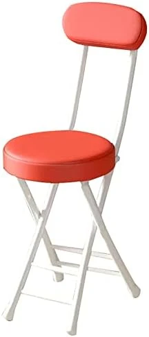 QQXX 18 Inch Folding Stool With Backrest,Portable Collapsible Short Bar Stool Leather Padded Seat,Round Foldable Stool Outdoor/Indoor Camping Kitchen Cafe(Seat Height 18", Black) - Image 5