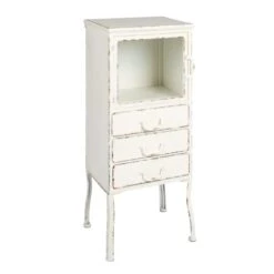Creative Co-Op Metal 3 Drawers Cabinet, White