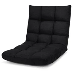 Giantex Floor Sofa Chair Video Gaming Chair With 14 Adjustable Position, Padded Back Support Floor Cushioned Seat, Folding Lazy Chair For Meditation, Reading, Watching, Living Room Recliner(Black)