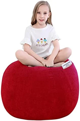 SANMADROLA Stuffed Animal Storage Bean Bag Chair Cover (No Filler) For Kids And Adults.Soft Premium Corduroy Stuffable Beanbag For Organizing Children Plush Toys Or Memory Foam Extra Large 300L (Grey) - Image 12