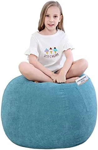 SANMADROLA Stuffed Animal Storage Bean Bag Chair Cover (No Filler) For Kids And Adults.Soft Premium Corduroy Stuffable Beanbag For Organizing Children Plush Toys Or Memory Foam Extra Large 300L (Grey) - Image 15