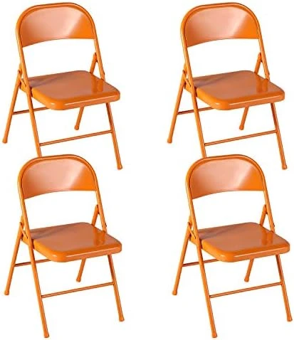 VECELO Metal Frame Steel Folding Mounted Chairs With Triple Braced & Double Hinged Back For Home Office,350-Pound Capacity,Orange, Pack Of 4 - Image 13