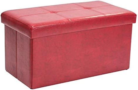 Simplify Folding Storage Ottoman, Toy Box Chest, Faux Leather,Tufted Padded Seating, Bench, Foot Rest, Stool, Single, Black - Image 9