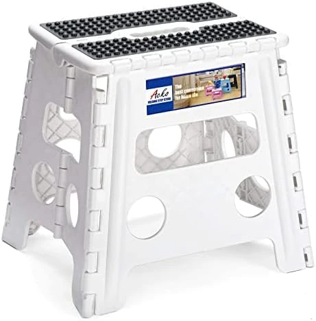 Acko Folding Step Stool - 13" Height Premium Heavy Duty Step Stools For Adults And Kids, Upgrade Step Stool Kitchen Garden Bathroom Stepping Stool (White) - Image 6