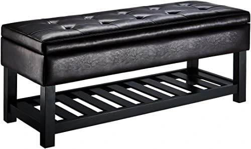 FIRST HILL FHW Ottoman Bench Storage, 43.5 By 17 By 18.1 Inches (LxWxH), Black - Image 4