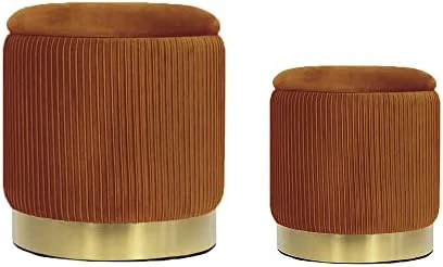 Ottoman With Storage - White Velvet Ottoman For Living Room, Velvet Storage Ottoman For Kids Room,Gold Ottoman With Storage, Vanity Chair For Bedroom,Set Of 2 Velvet Ottoman, Ottoman Seat (White) - Image 13