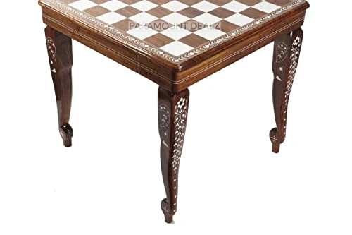 Paramount Dealz Handcrafted Vintage Collection Foldable Chess Table With Drawer | Hand Carved Solid Luxury Wooden Chess Table | 24 Inch Chess Table - Best Living Room Decor - Image 2