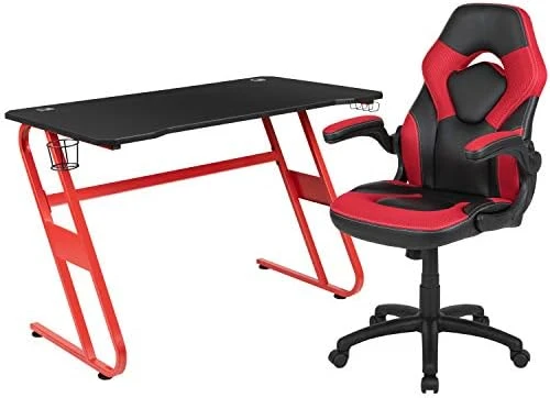 Flash Furniture Red Gaming Desk With Cup Holder/Headphone Hook & Red Reclining Back/Arms Gaming Chair With Footrest - Image 10
