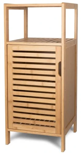 Purbambo Bathroom Bamboo Storage Cabinet, Freestanding Floor Cabinet With Door And Shelf For Bathroom, Living Room, Bedroom, Hallway, Kitchen