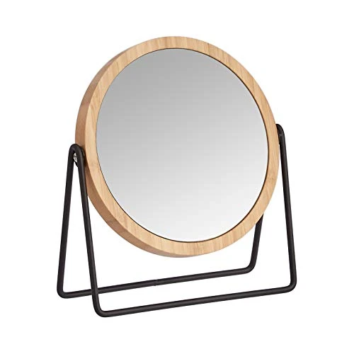 Amazon Basics Vanity Mirror With Bamboo Rim - 1X/5X Magnification