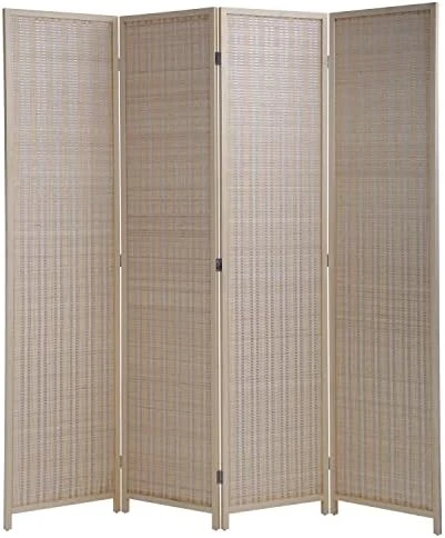 Room Divider Privacy Screen Folding 4 Panel 72 Inches High Portable Room Seperating Divider, Handwork Bamboo Mesh Woven Design Room Divider Wall, Room Partitions And Dividers Freestanding, Natural - Image 10