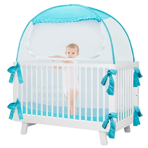L RUNNZER Baby Crib Tent, Pop Up Crib Canopy To Keep Baby From Climbing Out, Safety Crib Net Mosquitoes Net With See-Through Mesh, Fits Most Standard Cribs - Image 8