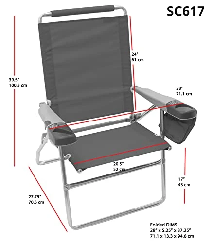 Rio Brands Rio Beach 4-Position 17" Tall Folding Beach Chair - Stripe, 17" Extended Height 4 Position Folding Beach Chair - Image 4