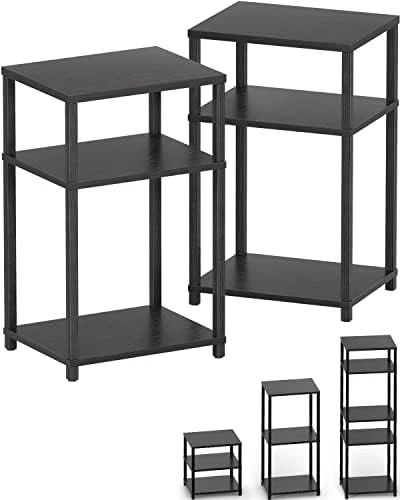 WOODYNLUX End Table Nightstands Set Of 2, 3-Tier Bedside Tables, 5-Tier Shelf Bookcase, Nightstand Accent Table For Couch, Living Room, Bedroom, Rustic Brown And Black, Easy Assembly. - Image 6