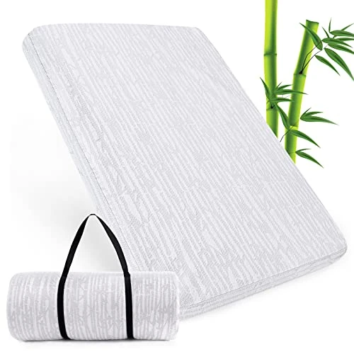 Crib Mattress Pad Memory Foam 2-Inch | Crib Mattress Topper With Removable Bamboo Cover, Toddler Mattress Pad, Washable Waterproof Cover, Crib Topper, Nonslip Bottom, Travel Strap|52" X 27"
